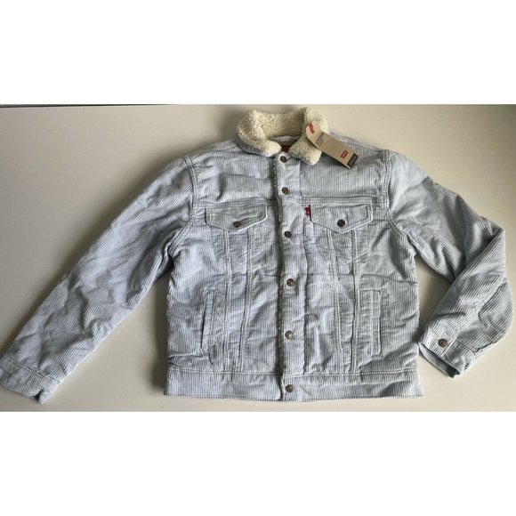 Levi's Jackets & Blazers - Levi’s Women’s Corduroy Trucker Jacket Baby Blue Sz Small Sherpa Lined NWOT